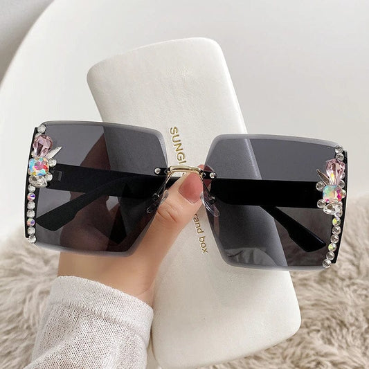 y2k Luxury Diamond Glasses Effect Lady Heart Lenses Sunglasses For Women Driving Eyeglass Female Sun Glasses Black Eyewear - SHOWLU FASHION STORE