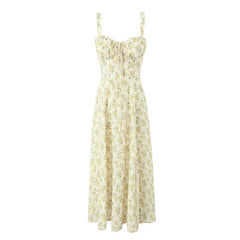 Zach Ailsa 2024 Summer New Women's Temperament Sexy Slim Fit Fashion Flower Print Square Neck Sleeveless Suspended Strap Dress - SHOWLU FASHION STORE