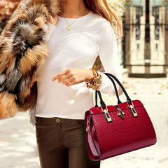 Showlu Fashion Store 2020 Fashion crocodile ladies shoulder bags vintage PU purse Korea hand bag women leather handbags