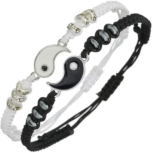Showlu Fashion Store 0 2022 New Best Friend Bracelets for 2 Matching Yin Yang Adjustable Cord Bracelet for Bff Friendship Relationship Boyfriend Girlfr