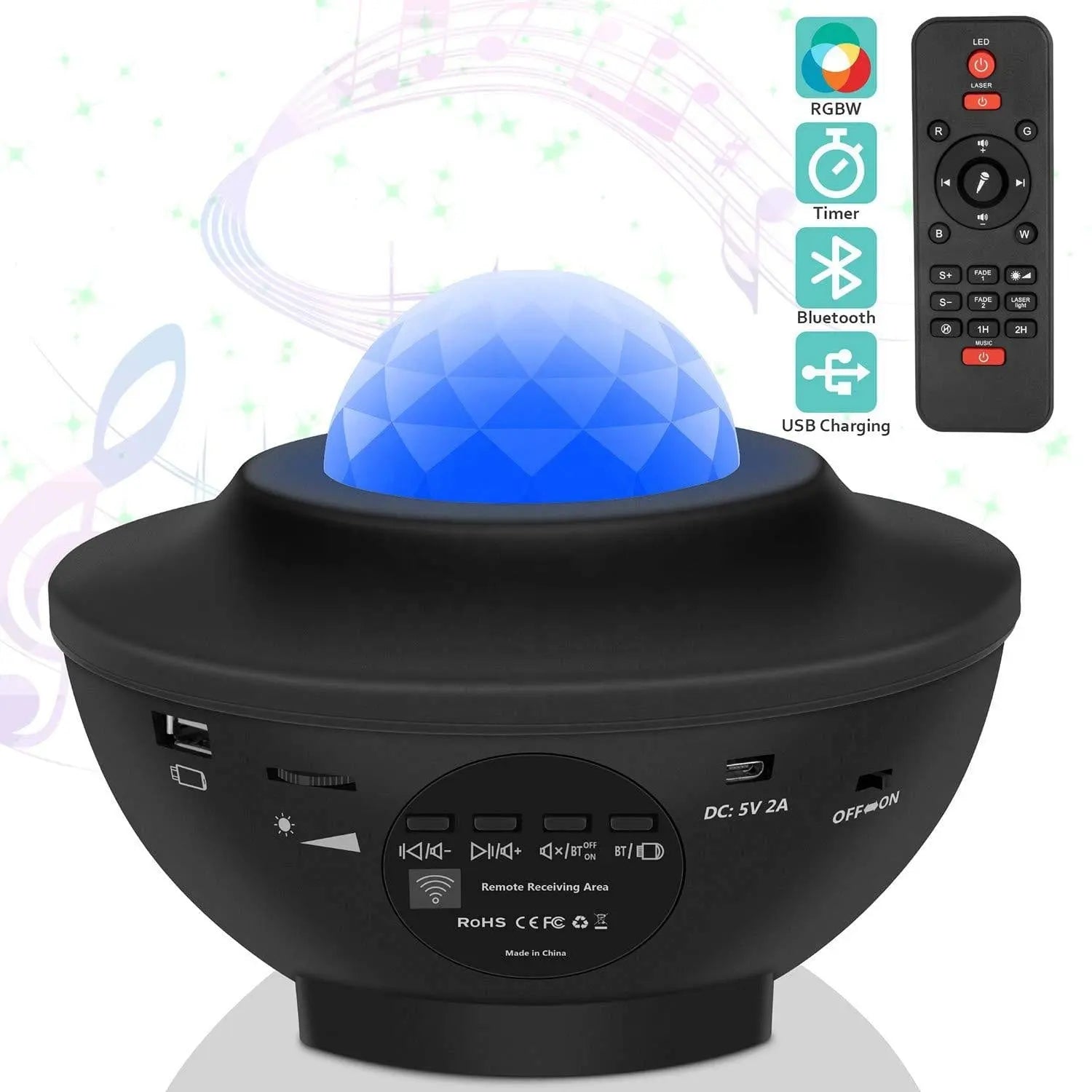 Showlu Fashion Store Biumart PRO Rechargeable Galaxy Projector Home Decor WIFI Alexa LED Starry Star Night Light Projector with Remote Controller