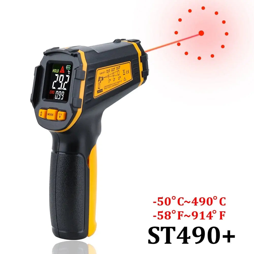 Showlu Fashion Store 0 Digital Infrared Thermometer Laser Temperature Meter Non-contact Pyrometer Imager Hygrometer IR Termometro Color LCD Light Alarm