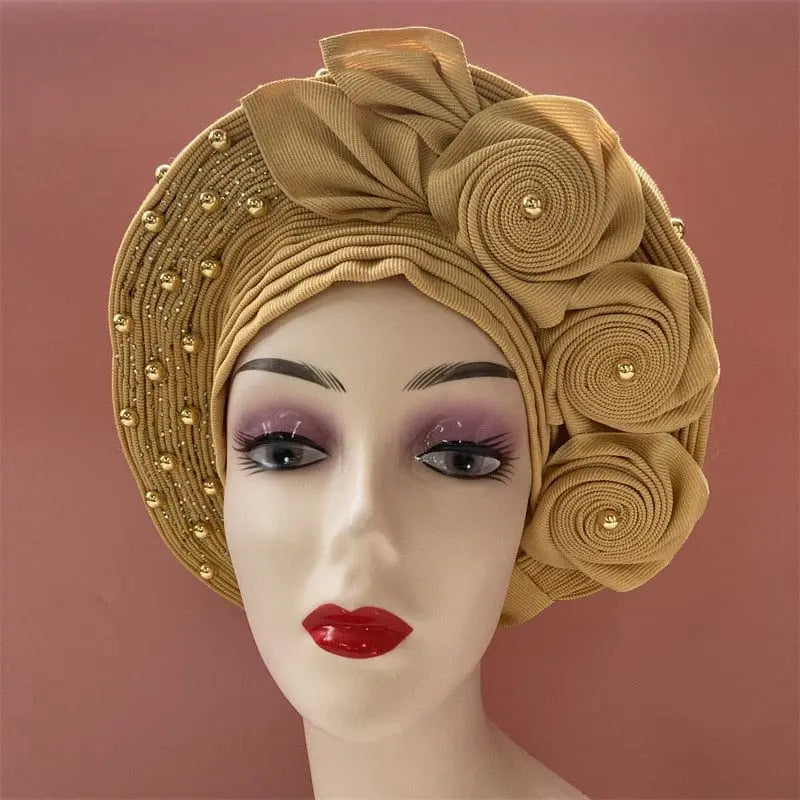 High Quality African Nigeria Gele Elegant Helmet With Stones Headband Turban Head Scarf Head - Hat Auto Gele Brand New Hats 7L5191 - SHOWLU FASHION STORE