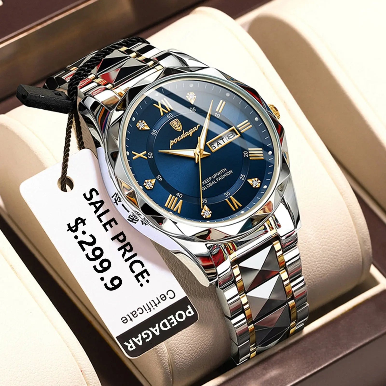 Showlu Fashion Store 0 POEDAGAR Top Brand Luxury Man Wristwatch Waterproof Luminous Date Week Men Watches Stainless Steel Quartz Men's Watch Male reloj