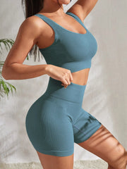 Showlu Store Nation 0 Seamless Yoga Set Gym Suits With Shorts Crop Top Sexy Bra Women's Pants 2 Pieces Set Running Workout Outfit Fitness Clothing