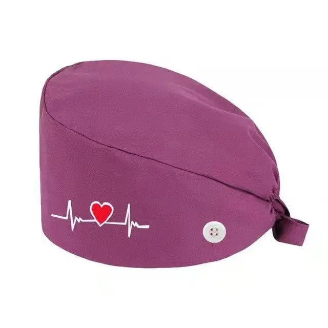 Showlu Fashion Store Solid Color Satin Embroidered Hat For Long Short Hair Vets Nurse Doctor Surgical Scrub Caps