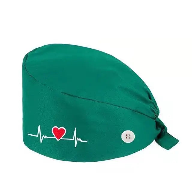 Showlu Fashion Store Solid Color Satin Embroidered Hat For Long Short Hair Vets Nurse Doctor Surgical Scrub Caps
