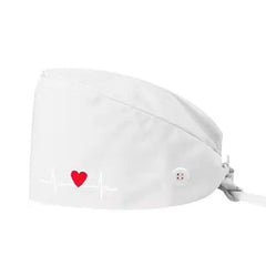 Showlu Fashion Store Solid Color Satin Embroidered Hat For Long Short Hair Vets Nurse Doctor Surgical Scrub Caps