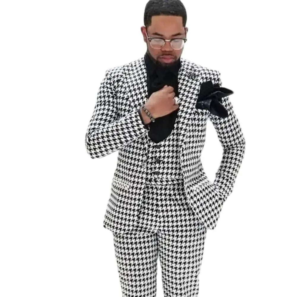 Wedding Prom Dress Slim Fitted 3 Pieces Plaid Blazer Sets Groom Men'S Suit Single Breasted Coat Pant Latest Design Luxury Wear - SHOWLU FASHION STORE