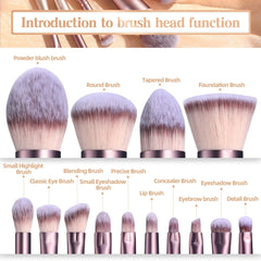 BS - MALL Pink Stand Up Makeup Brushes Set Synthetic Hair 14PCS Private Label Makeup Brushes with Makeup Sponge and Cleaner - SHOWLU FASHION STORE