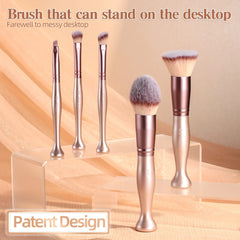 BS - MALL Pink Stand Up Makeup Brushes Set Synthetic Hair 14PCS Private Label Makeup Brushes with Makeup Sponge and Cleaner - SHOWLU FASHION STORE