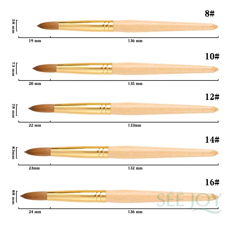 High Quality Custom Logo Gold Copper Parts Germany Nail Brush 100% Pure Kolinsky Hair Acrylic Nail Art Brush - SHOWLU FASHION STORE