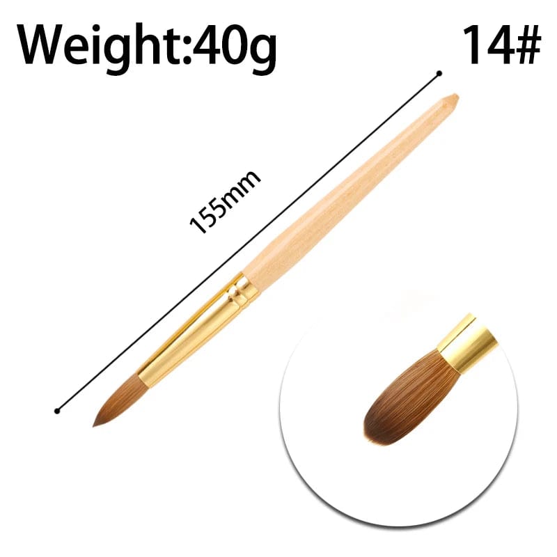 High Quality Custom Logo Gold Copper Parts Germany Nail Brush 100% Pure Kolinsky Hair Acrylic Nail Art Brush - SHOWLU FASHION STORE