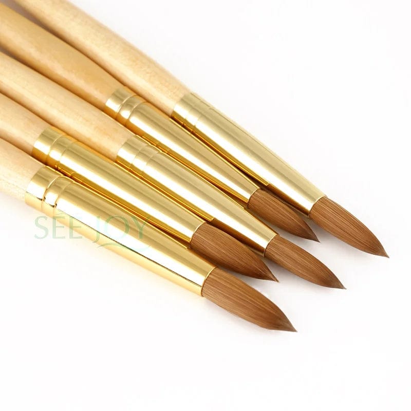 High Quality Custom Logo Gold Copper Parts Germany Nail Brush 100% Pure Kolinsky Hair Acrylic Nail Art Brush - SHOWLU FASHION STORE