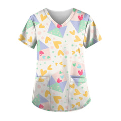 Showlu Fashion Store 3 XL / 10 hospital new style nurse work beauty chemical growth short-sleeve fashion printing top