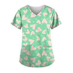 Showlu Fashion Store 3 XL / 8 hospital new style nurse work beauty chemical growth short-sleeve fashion printing top