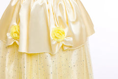 LZH Girls Princess Bell Yellow Dresses for Kids Christmas Halloween Party Cosplay Costume Children Fancy Cos Dress Up - SHOWLU FASHION STORE