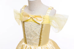 LZH Girls Princess Bell Yellow Dresses for Kids Christmas Halloween Party Cosplay Costume Children Fancy Cos Dress Up - SHOWLU FASHION STORE