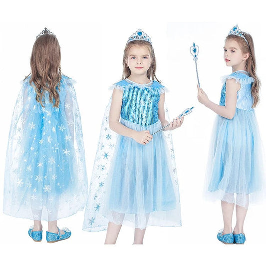 New Arrival Girl Elsa Aisha Blue Dress Kids Princess Girls Halloween Cosplay Princess Dress Summer Wedding Birthday Party dress - SHOWLU FASHION STORE