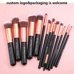 New BS - MALL 14pcs Rose Glod Cosmetic Makeup Brush Face Make Up Blending Brush OEM Available Synthetic Makeup Brushes Set - SHOWLU FASHION STORE