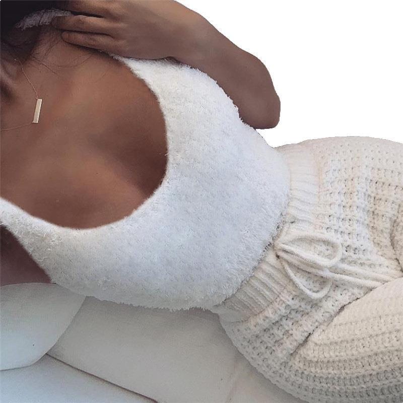 Professional title: "Women's 3 - Piece Long Sleeve Crop Tank Top and Drawstring Shorts Pajama Set" - SHOWLU FASHION STORE