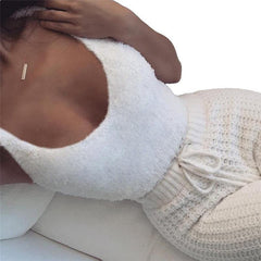 Professional title: "Women's 3 - Piece Long Sleeve Crop Tank Top and Drawstring Shorts Pajama Set" - SHOWLU FASHION STORE