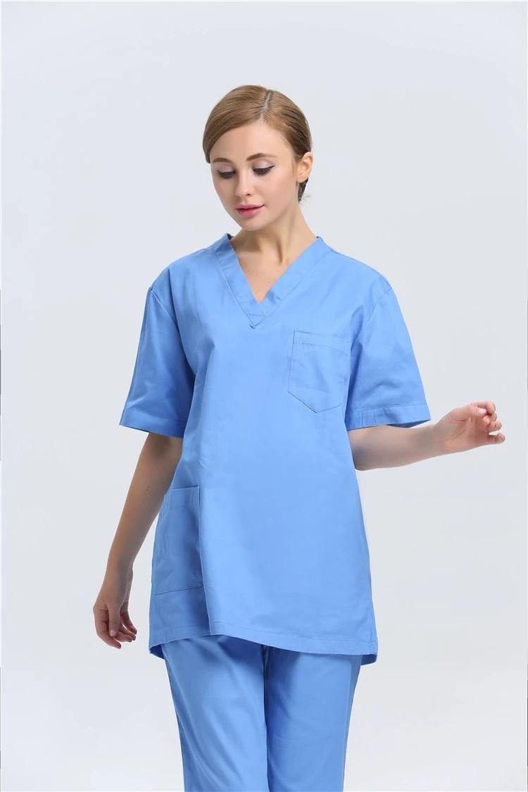 royal blue V neck unisex hospital uniform short sleeve doctor Medical Scrubs suit - SHOWLU FASHION STORE
