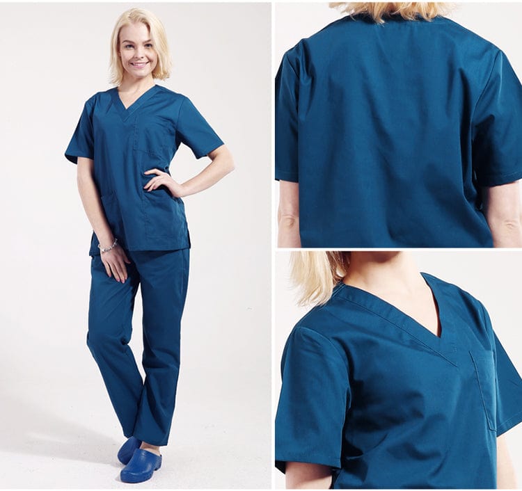 royal blue V neck unisex hospital uniform short sleeve doctor Medical Scrubs suit - SHOWLU FASHION STORE