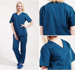 royal blue V neck unisex hospital uniform short sleeve doctor Medical Scrubs suit - SHOWLU FASHION STORE